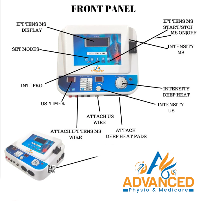Advanced Physio Medicare 5 in 1 Physiotherapy Combo Machine | IFT + MS + TENS + US + Deep Heat